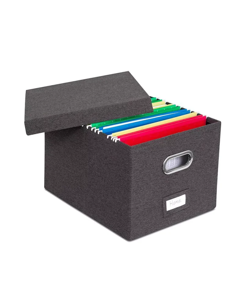 Internet's Best Collapsible File Box Storage Organizer with Lid - 1 Pack - Charcoal